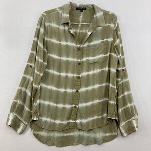 Velvet Heart size XL Green Sage White Striped Tie Dye Ultra Soft Button Down